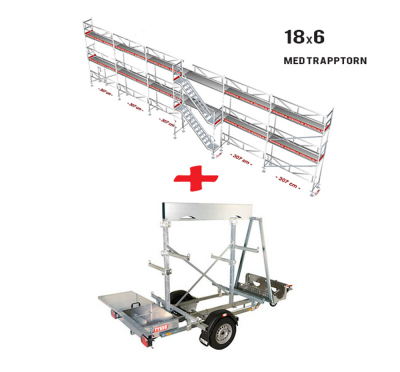 Stllningstrailer 115m Ramstllning med trapptorn - Aluminium i gruppen Stllningstrailer hos Stllning.se (TY-3014-set)