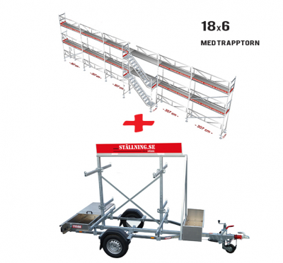 Ställningstrailer 115m² Ramställning med trapptorn - Aluminium